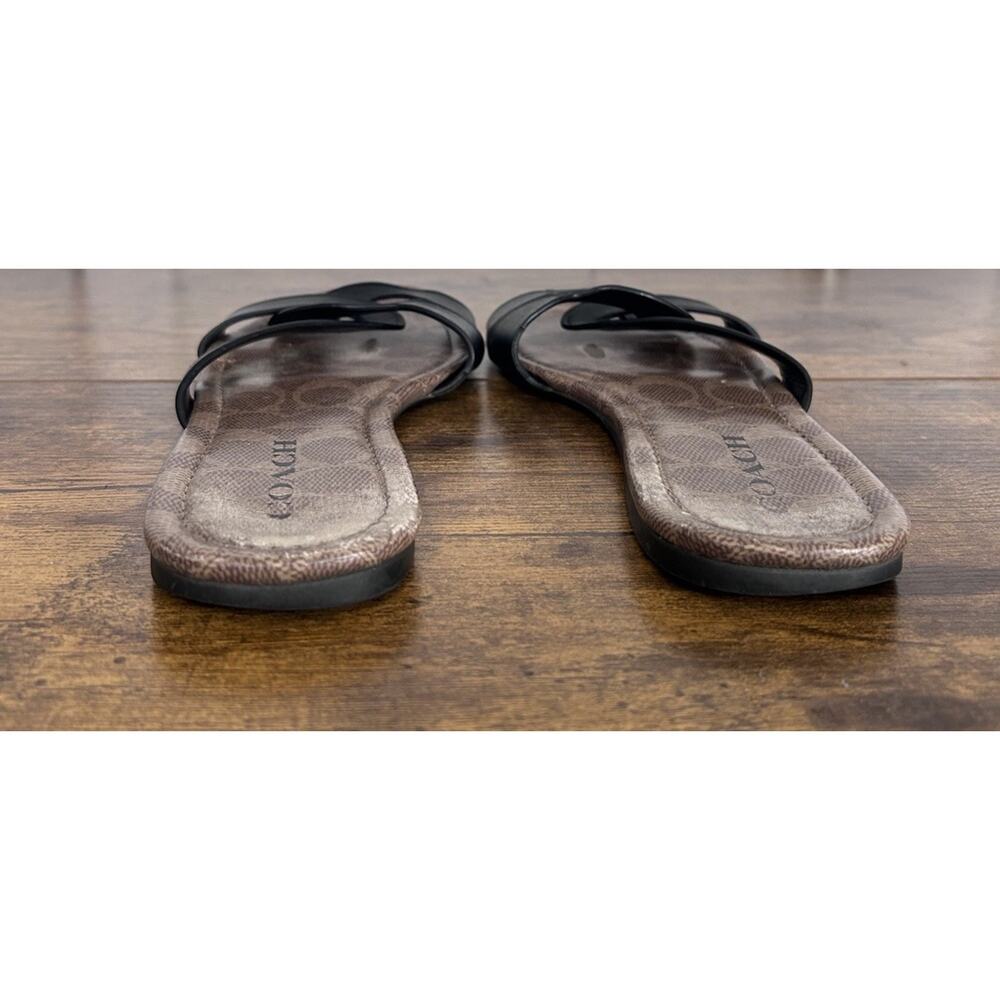 Coach Essie Sandals In Black. Logo Leather Sandals Summer Classic Coastal Size 8 - Picture 7 of 8